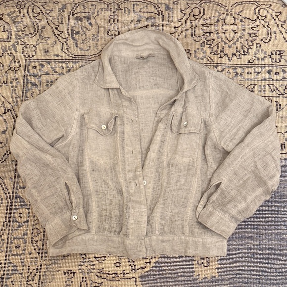 Meo Meli Jackets & Blazers - Women's Natural Linen Jean Style Jacket
